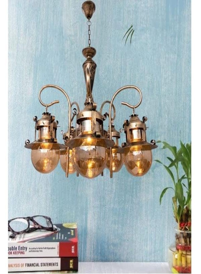 kinis 5 Light Contemporary Doom Design Golden Antique Jhoomar/Chandelier/Jhoomar Hanging Light/Jhoomar Ceiling Light to Décor Home/Living Room/Bedroom/Office/Dining/Cafe/Restaurants - Image 3